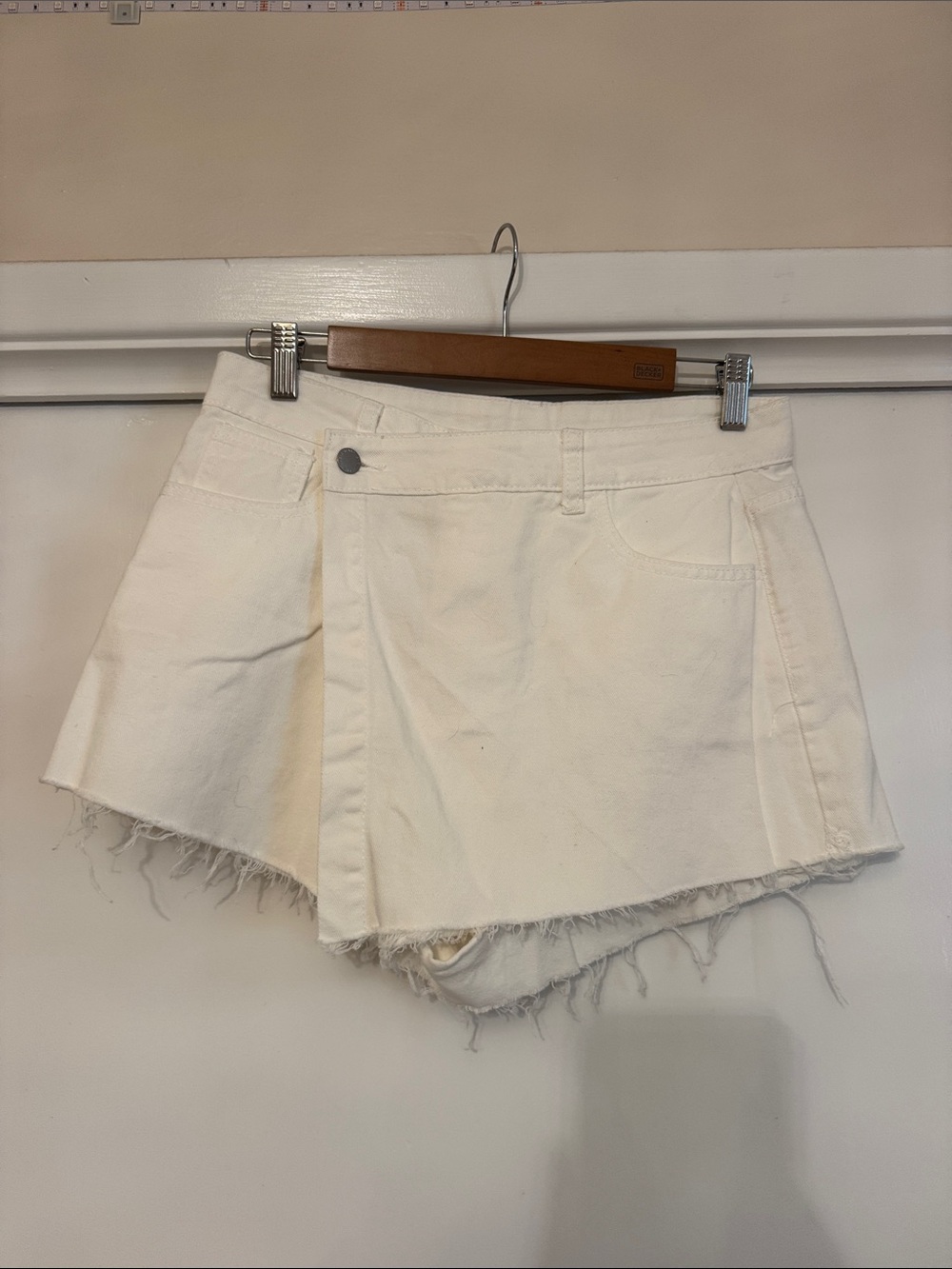 White denim skort